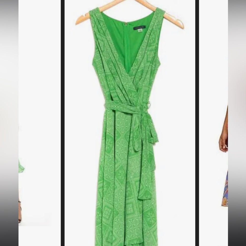 Perfect condition Chiffon green midi dress